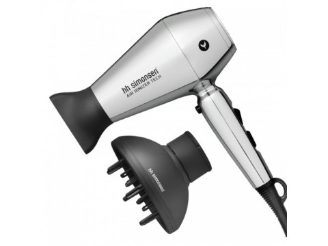 HH SIMONSEN COMPACT DRYER MOONLIGHT CHROME LIMITED EDITION PLAUKŲ DŽIOVINTUVAS RINKINYJE SU DIFUZORIUM